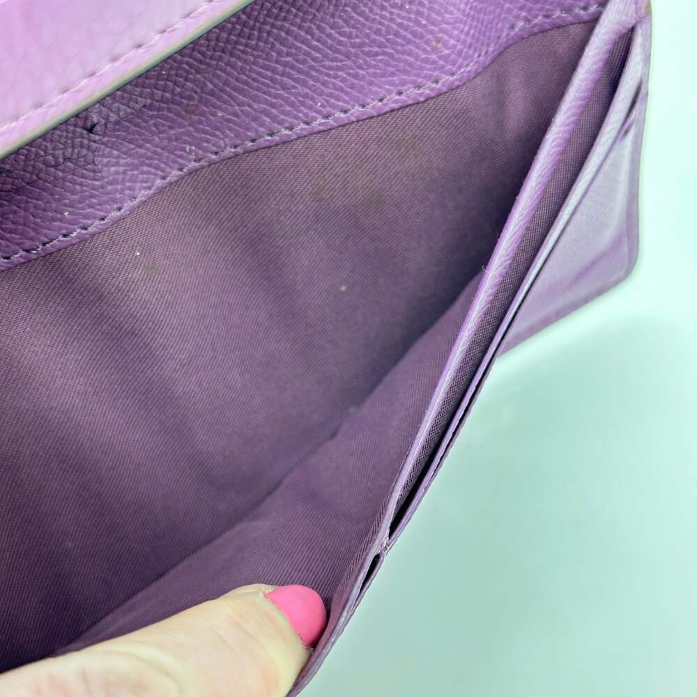 Coach Purple Pebble Leather Long Flap Wallet - Picture 11 of 16